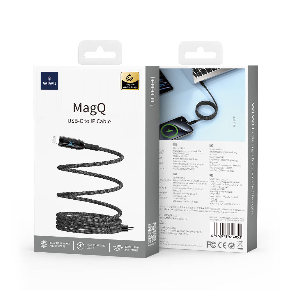 Wiwu Wi-C041 MagQ Çinko Alaşımlı Type-C to Lightning Hızlı Şarj Özellikli Data ve Şarj Kablosu 30W Wiwu Wi-C041 MagQ Çinko Alaşımlı Type-C to Lightning Hızlı Şarj Özellikli Data ve Şarj Kablosu 30W